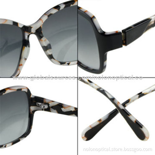 Black Acetate Sunglasses with Inner Pattern
